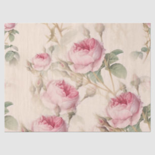 Pink Vintage Roses Decoupage Tissue Paper