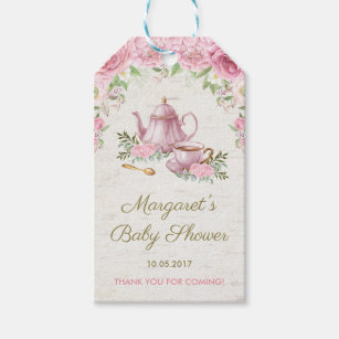 Pink Vintage Roses Floral Tea Party Favour Gift Gift Tags