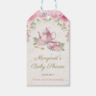 Pink Vintage Roses Floral Tea Party Favour Gift Tags