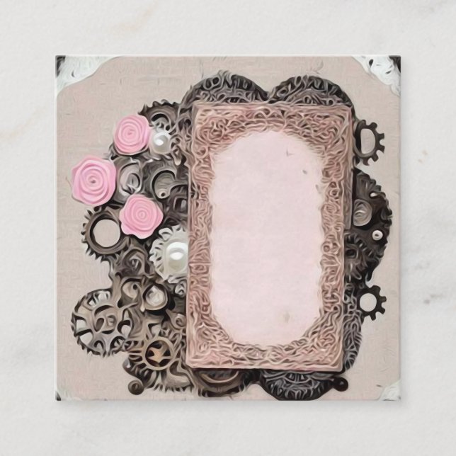 Pink Vintage Scrapbook Elements Frame Enclosure Card (Front)