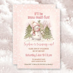 Pink Vintage Snowman Girl Winter 1st Birthday  Invitation<br><div class="desc">Cute Winter Birthday Party Invitation with an adorable snowman in the winter forest, light blush pink with vintage vibes. Easily personalize all the text and you can use it not just for 1st Birthday but for any Birthday of a little girl. Please visit the store for the full line of...</div>