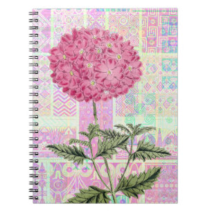 Pink Vintage Style Hydrangea Puff Journal