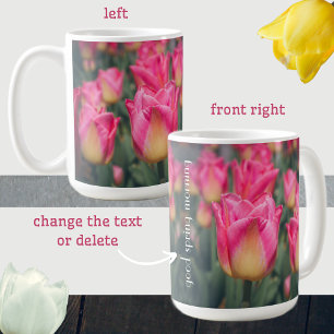 Pink vintage style spring tulips  coffee mug