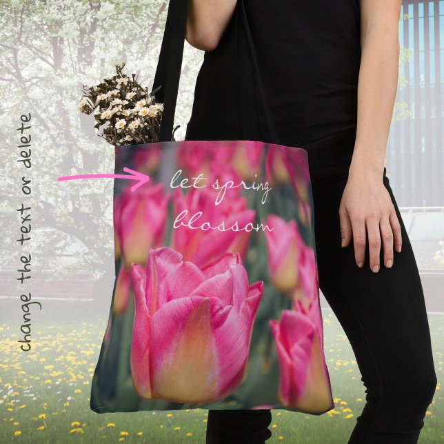 Pink vintage style spring tulips  tote bag (Creator Uploaded)