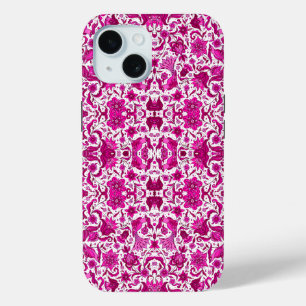 PINK VINTAGE TROPICAL FOLK ART PRINT iPhone 15 CASE