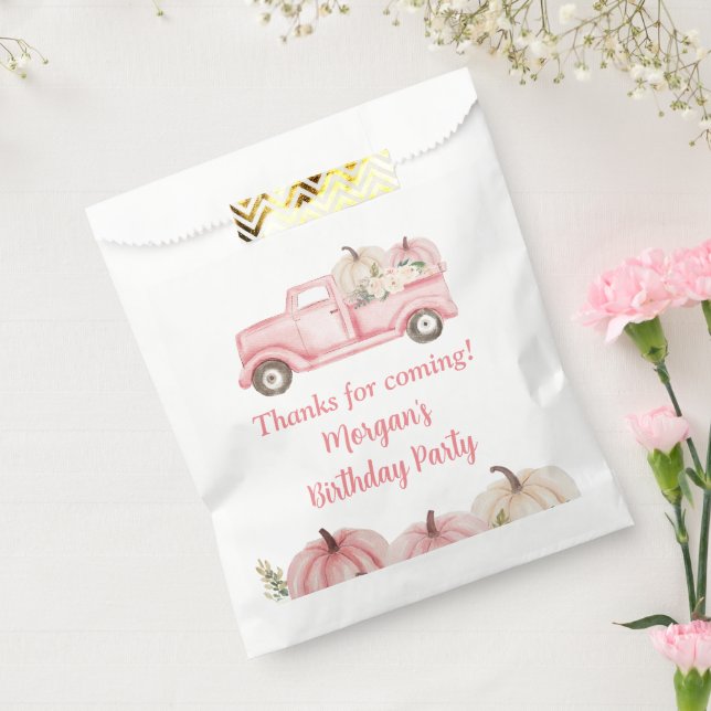 Pink Vintage Truck Pumpkin Birthday Party Favour Bag (Sealed)