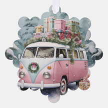 Pink Vintage Vanagon Ornament