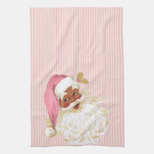 Pink Vintage Victorian Santa Claus of Colour Kitchen Towel