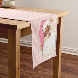 Pink Vintage Victorian Santa Claus of Colour Short Table Runner
