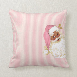 Pink Vintage Victorian Santa Claus of Colour Throw Pillow