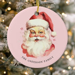 Pink Vintage Watercolor Santa Claus Christmas Ceramic Ornament<br><div class="desc">Celebrate the festive season with our Pink Vintage Watercolor Santa Claus Christmas Ceramic Ornament! This charming ornament features a nostalgic Santa Claus design set against a stylish solid background, combining vintage charm with modern flair. Perfect for adding a festive touch to your Christmas Tree. Personalize this custom design with your...</div>