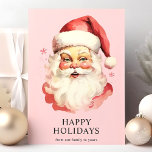 Pink Vintage Watercolor Santa Claus Christmas Holiday Card<br><div class="desc">Send festive greetings with our Pink Vintage Watercolor Santa Claus Christmas Holiday Card! This charming card features a nostalgic watercolor illustration of Santa Claus set against a vibrant background, adorned with delicate snowflakes. Perfect for spreading holiday cheer, this card captures the timeless spirit of Christmas. The inside is blank, allowing...</div>
