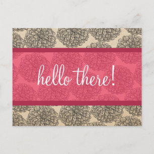 Pink Vintage Zinnia Postcard