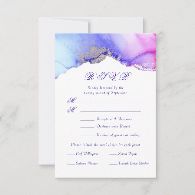 Pink violet Abstrait mariage carte RSVP (Devant)