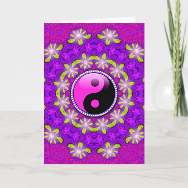 Pink violet Aura Floral brillant New Age Cartes (Devant)