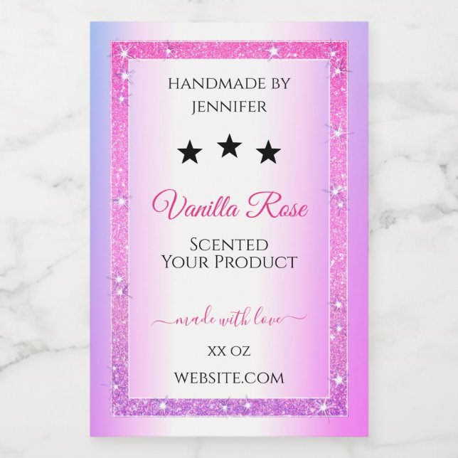 Pink violet avec Parties scintillant Étiquettes d' (Étiquettes simples)