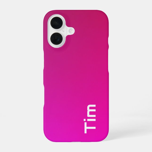 Pink-Violet Gradient – Personalized with Your Name iPhone 16 Case (Back)