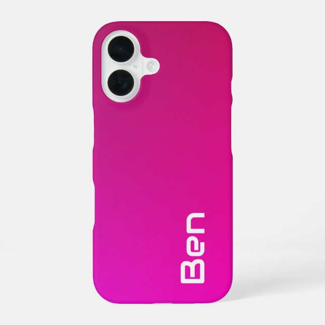 Pink-Violet Gradient – Personalized with Your Name iPhone 16 Case (Back)