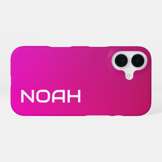 Pink-Violet Gradient – Personalized with Your Name iPhone 16 Case (Back Horizontal)