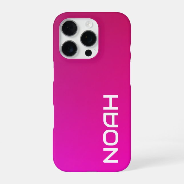 Pink-Violet Gradient – Personalized with Your Name iPhone Case (Back)