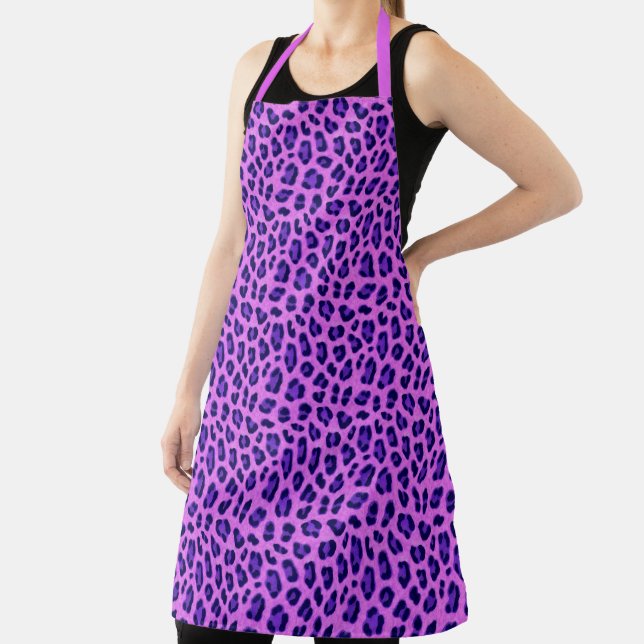 Pink Violet Leopard Animal Print Skin Pattern Apron (Insitu)