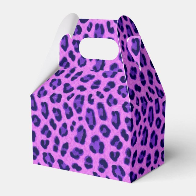 Pink Violet Leopard Animal Print Skin Pattern   Favor Box (Front Side)