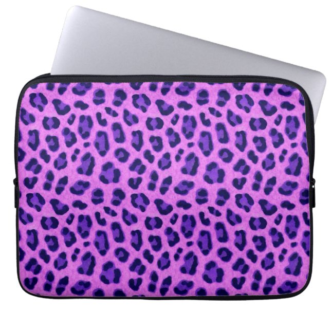Pink Violet Leopard Animal Print Skin Pattern   Laptop Sleeve (Front)