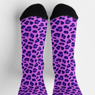 Pink Violet Leopard Animal Print Skin Pattern Socks