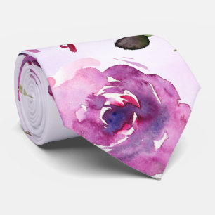 Pink Violet Peony & Orchid Garden Wedding Tie