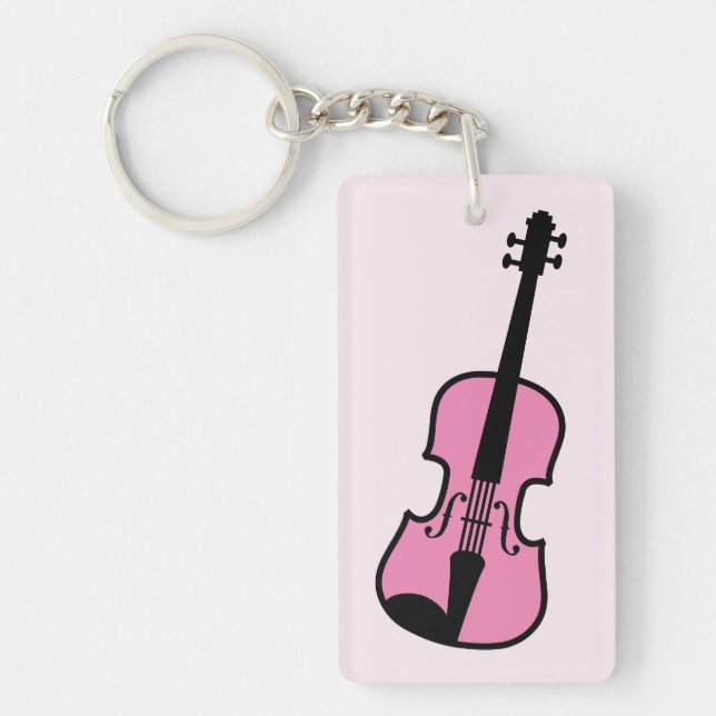 Pink violin keychain for violinist or musician (Front)