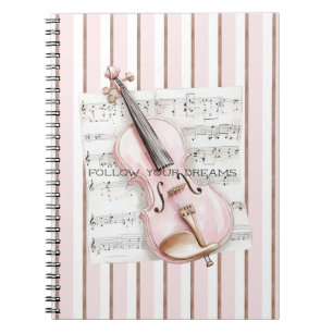 Pink Violin Music Sheet Notebook