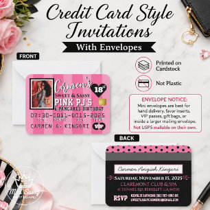 Pink VIP Credit Card Photo Birthday Invitation