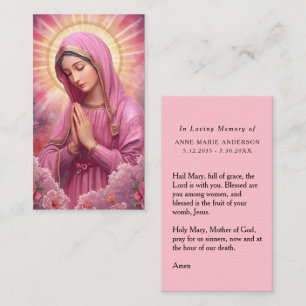 Pink VIrgin Mary Memorial Card