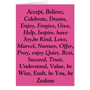 Pink virtues card