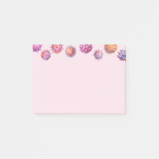 Pink Virus Bacteria Pattern Post-it Notes