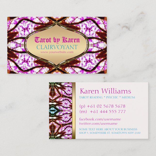 Pink Visionary Goddess Tarot Business Cards (Front/Back)