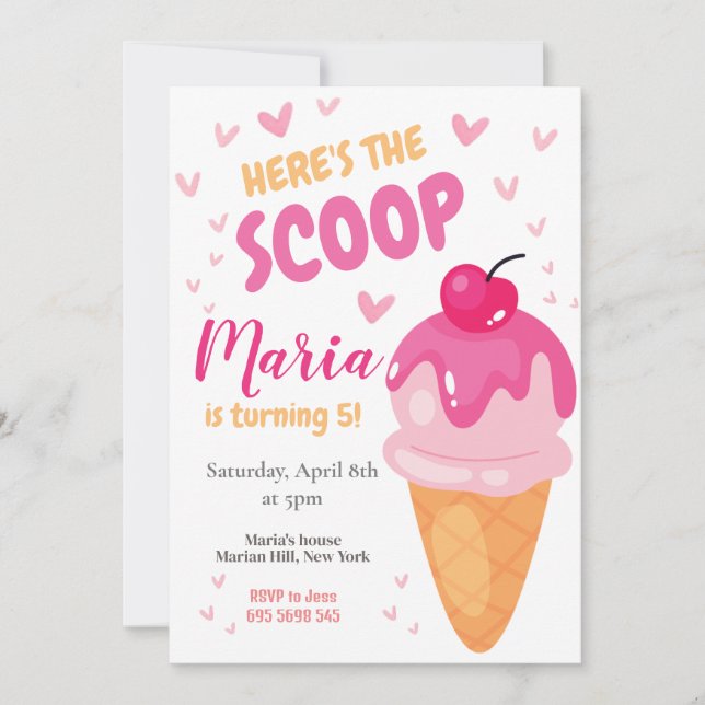 Pink Voici le scoop Girl Birthday Invitation (Devant)