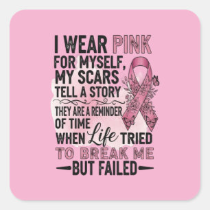 Pink Volleyball Breast Cancer Awareness Square Sticker
