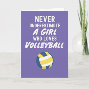 Pink Volleyball Cards For Girls Sports Team
