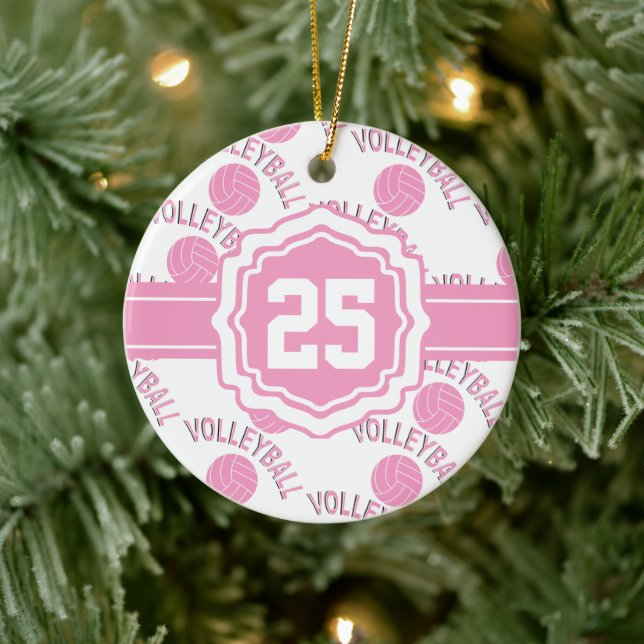 Pink Volleyball Ceramic Ornament (Tree)