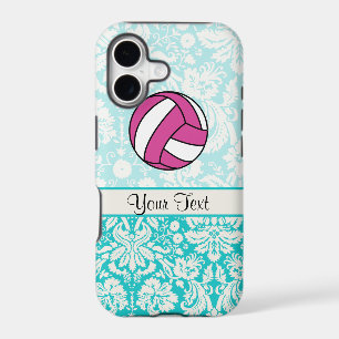 Pink Volleyball; Damask Pattern