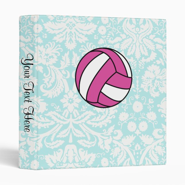 Pink Volleyball; Damask Pattern Binder (Front/Spine)