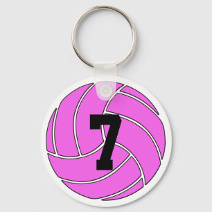 Pink Volleyball Player Custom Jersey Number / Text Keychain