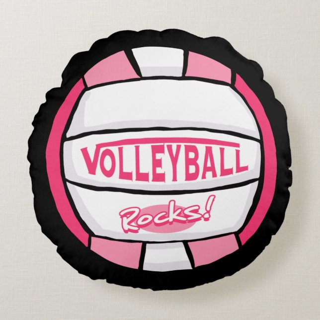 Pink Volleyball Rocks 2 Round Pillow (Front)