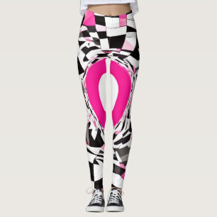 Pink Vortex: A Chequered Descent Leggings