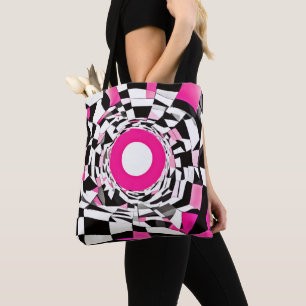Pink Vortex: A Chequered Descent Tote Bag