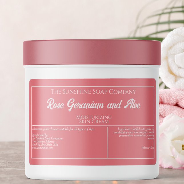 Pink w White Texte savon ou cosmétique jar étiquet (Créateur téléchargé)