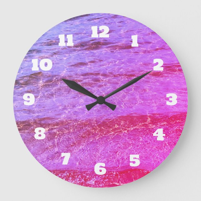 Pink Water Abstract Beach Swimming Pools Pattern Large Clock (Front)