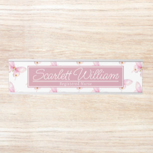 Pink Water Colour Butterfly Personalized Nurse Nam Door Sign