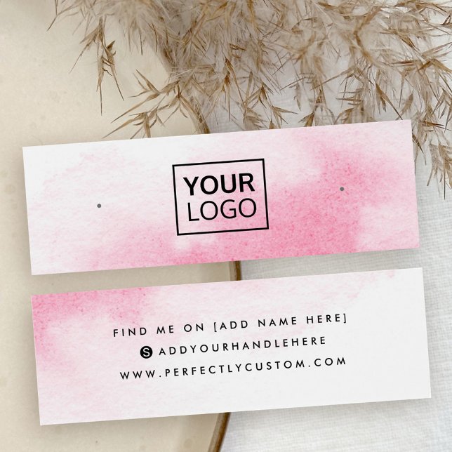 Pink water colour logo stud earring display card (Pink water color logo stud earring display card)